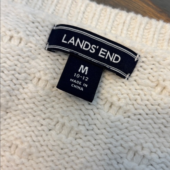 Lands' End White Textured Women's Cardigan - Picture 4 of 4